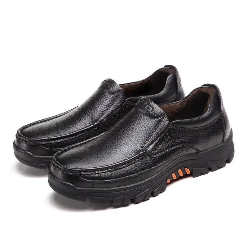100% chaussures en cuir véritable hommes mocassins peau de vache souple hommes chaussures décontractées marque chaussures pour homme noir marron sans lacet semelle épaisse