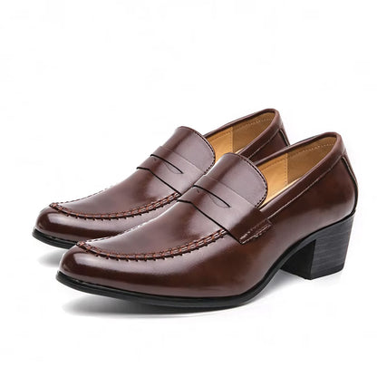 Haut de gamme marque Banquet rétro talons hauts pour hommes pointu marié chaussures de mariage bureau hommes d'affaires en cuir chaussures décontractées rétro