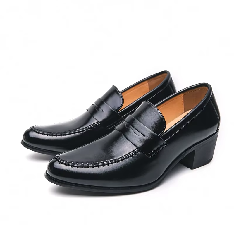 Haut de gamme marque Banquet rétro talons hauts pour hommes pointu marié chaussures de mariage bureau hommes d'affaires en cuir chaussures décontractées rétro