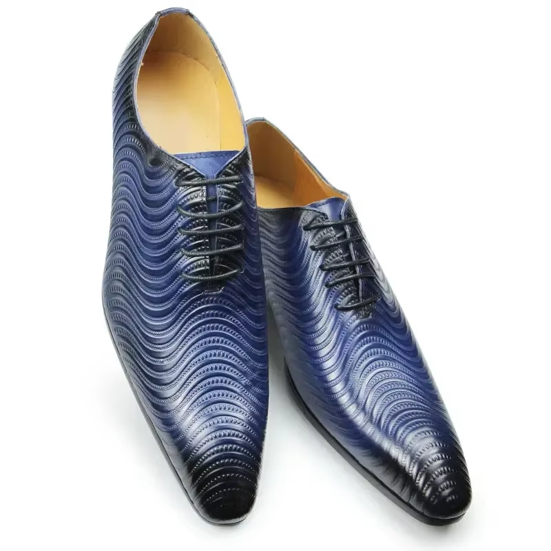 Chaussures Oxford élégantes à lacets serrés en cuir de vachette pleine fleur pour hommes, semelle en caoutchouc antidérapante confortable, chaussures formelles pour hommes, chaussures pour hommes