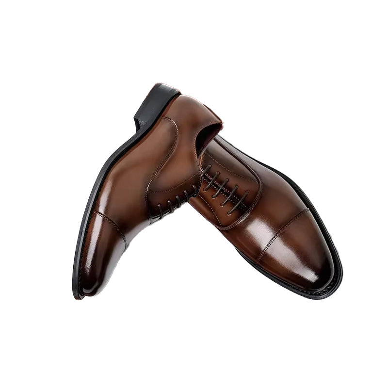 Chaussures d'affaires en cuir véritable pour hommes, chaussures provoqué à trois articulations, style de chaussures hautes