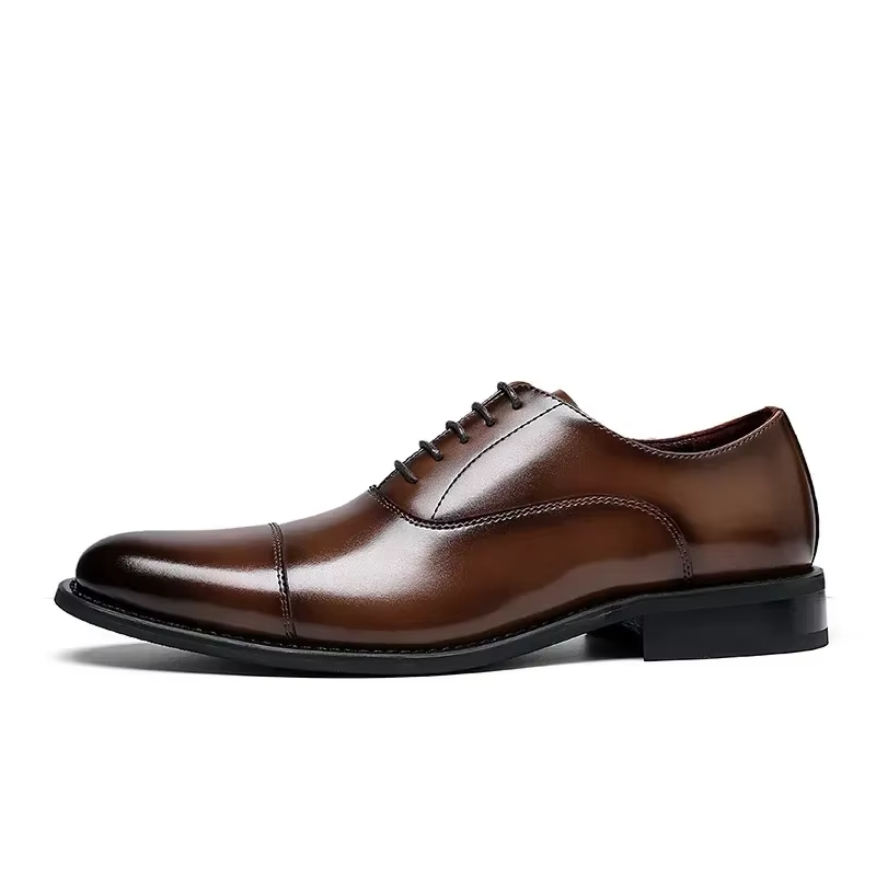 Chaussures d'affaires en cuir véritable pour hommes, chaussures provoqué à trois articulations, style de chaussures hautes