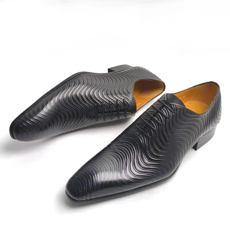 Chaussures Oxford élégantes à lacets serrés en cuir de vachette pleine fleur pour hommes, semelle en caoutchouc antidérapante confortable, chaussures formelles pour hommes, chaussures pour hommes