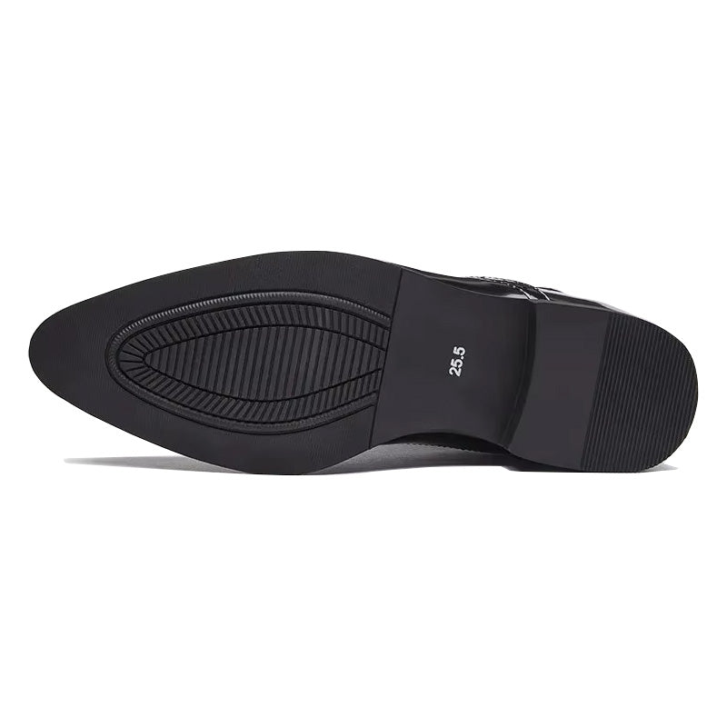 Chaussures d'affaires brillantes pour hommes, bloc sculpté, chaussures Derby à fond souple, bout pointu, semelle en caoutchouc, chaussures pour adultes, marque chinoise
