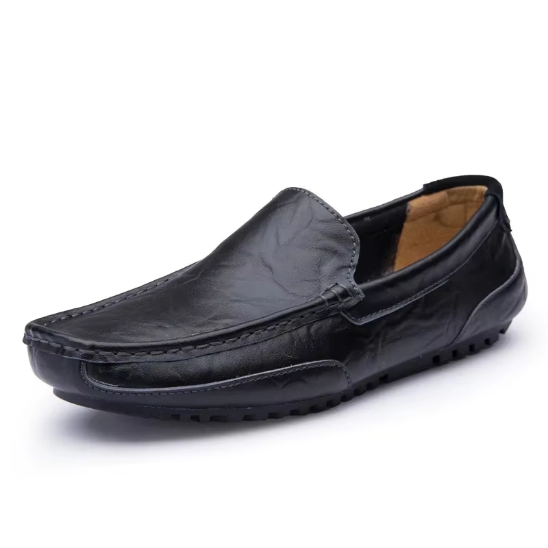 Mocassins en cuir pour hommes, chaussures carillon décontractées, mocassins formels à enfiler, chaussures de conduite pour hommes, baskets noires italiennes, grande taille, luxe
